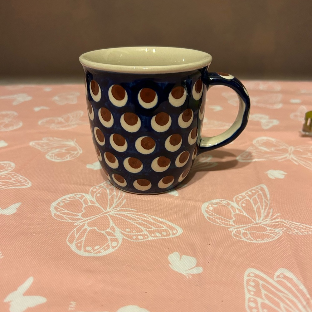 Polka Dot Ceramic Mug - Polish Stoneware